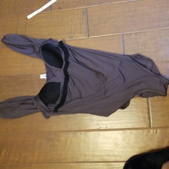 Badgley Mischka Womens Draped Gray Maillot One Piece Swimsuit Bodysuit - Picture 9 of 13